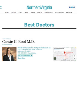 NorthernVirginia Magazine featuring Best Doctors: Cassie G. Root M.D.
