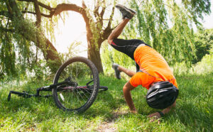 Man falling off his mountain bike